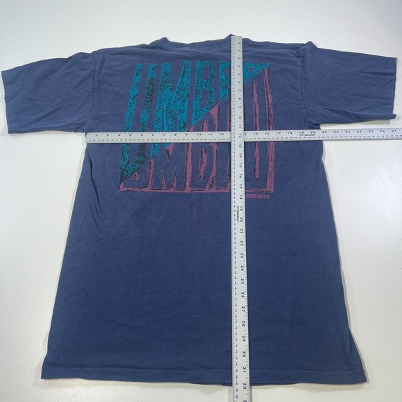 Vintage Umbro Shirt Mens Large Navy Blue Double Sided Soccer Futbol Graphic Tee - Picture 9 of 9